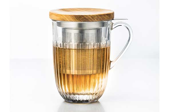 Grand mug en verre avec passoire 40cl