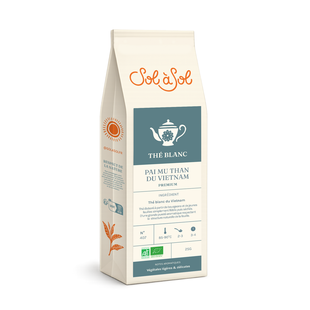 sachet de thé blanc pai mu than du vietnam sol à sol 25g