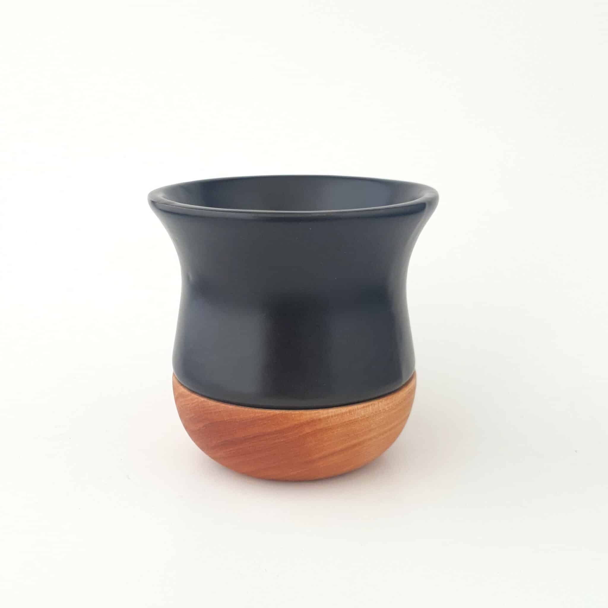 petite calebasse céramique noire et bois