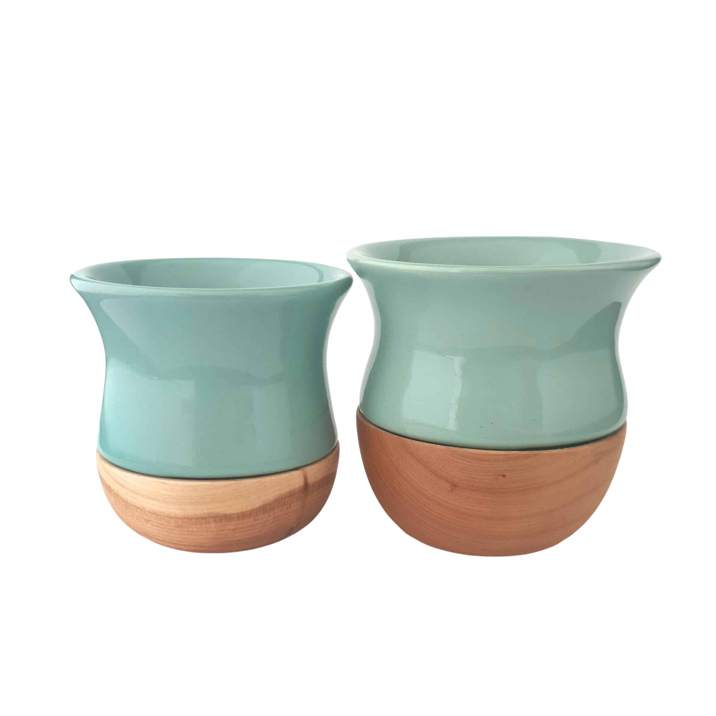 Pot à maté céramique vert d'eau satin