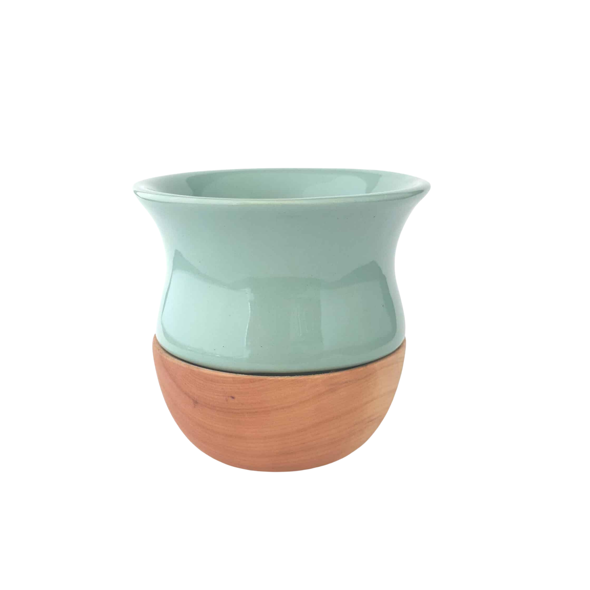 Pot à maté céramique vert d'eau satin