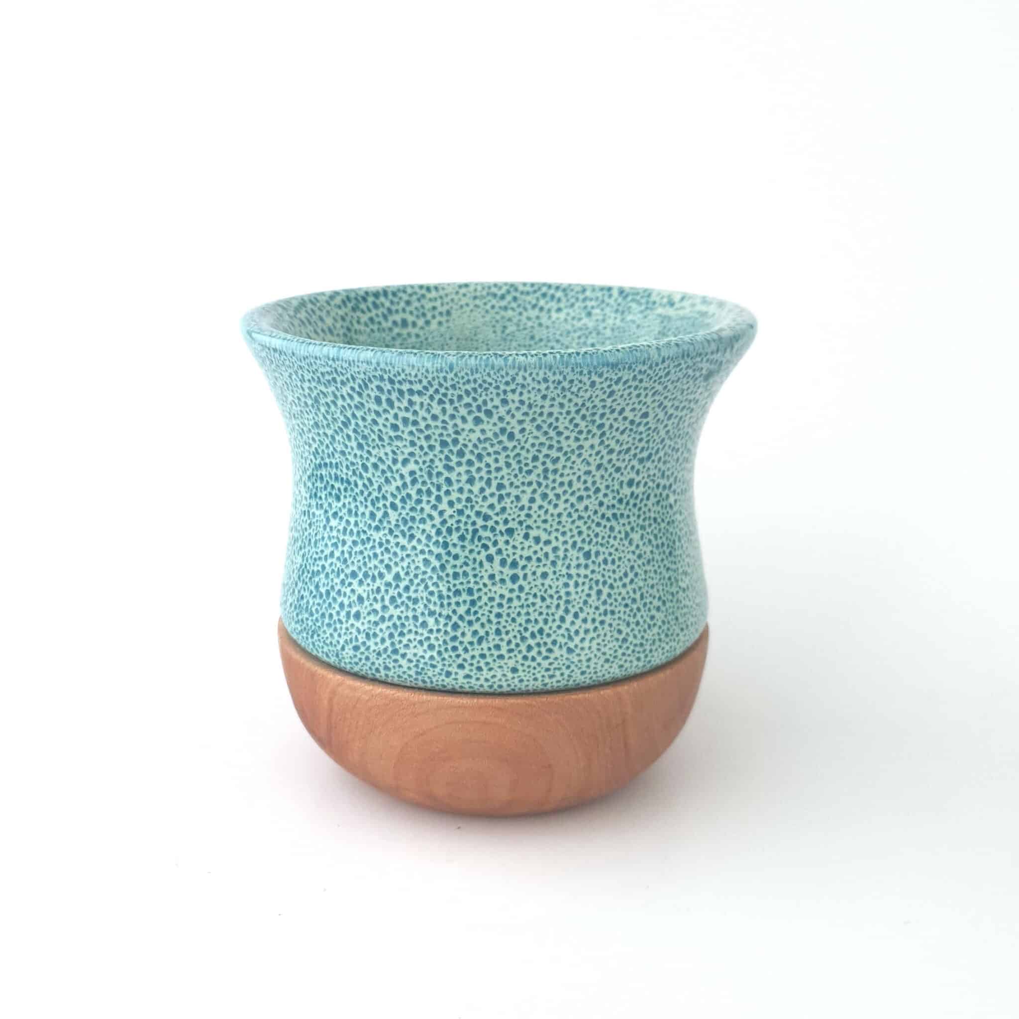 pot à maté en céramique verte mouchetée