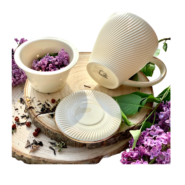Tasse Ice Cream écrue avec filtre et couvercle 43cl