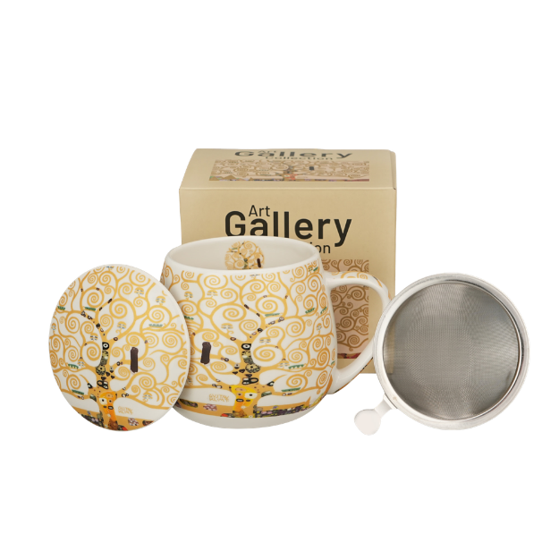 Mug Arbre de vie écru 43cl, avec filtre et couvercle