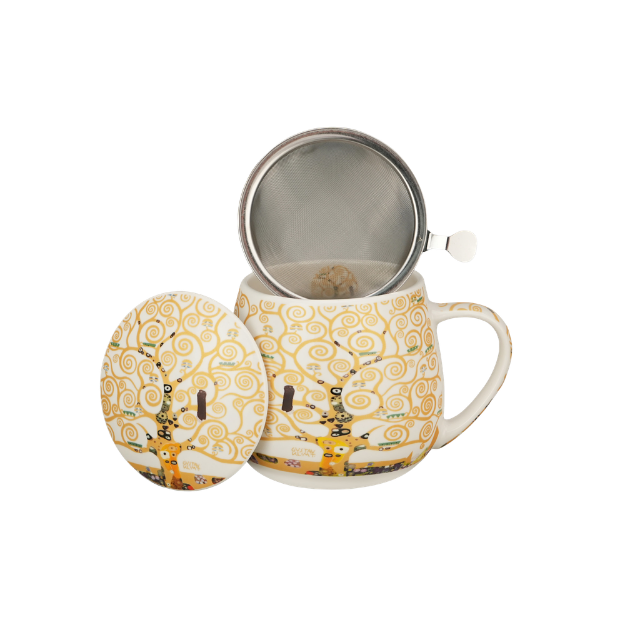 Mug Arbre de vie écru 43cl, avec filtre et couvercle