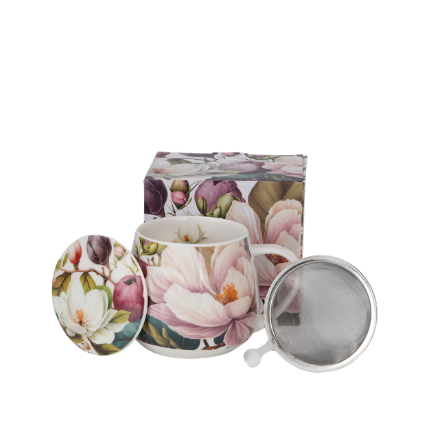 Tasse "Magnolias" 43cl, avec filtre inox