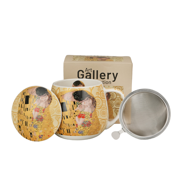 Mug Kiss Ecru 43cl, avec filtre et couvercle