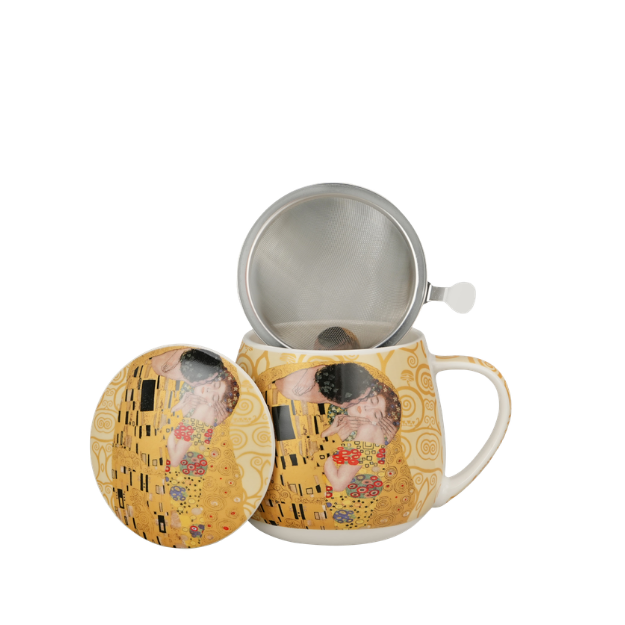 Mug Kiss Ecru 43cl, avec filtre et couvercle
