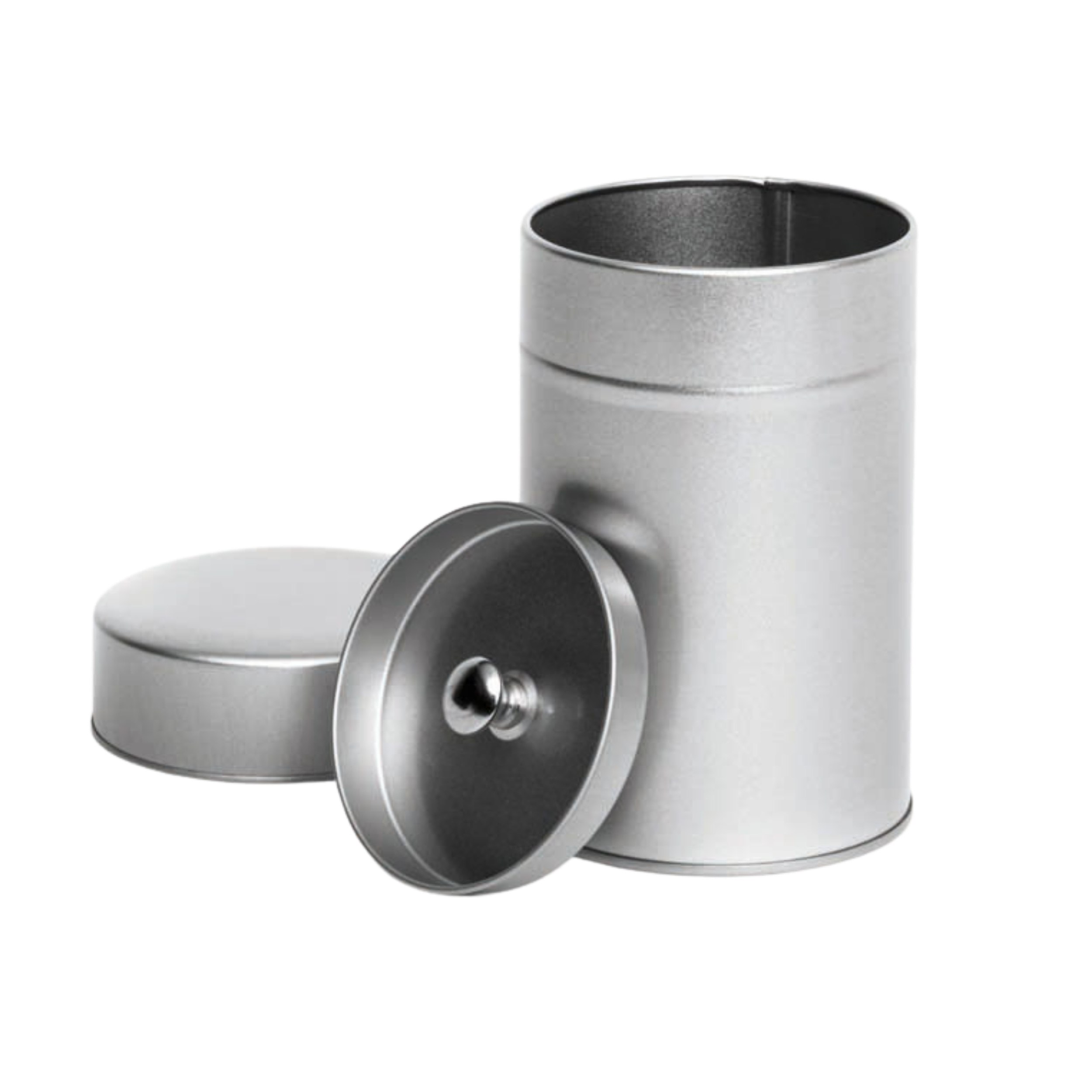 Boîte 100g argent ronde avec double couvercle 76mm x 120 mm