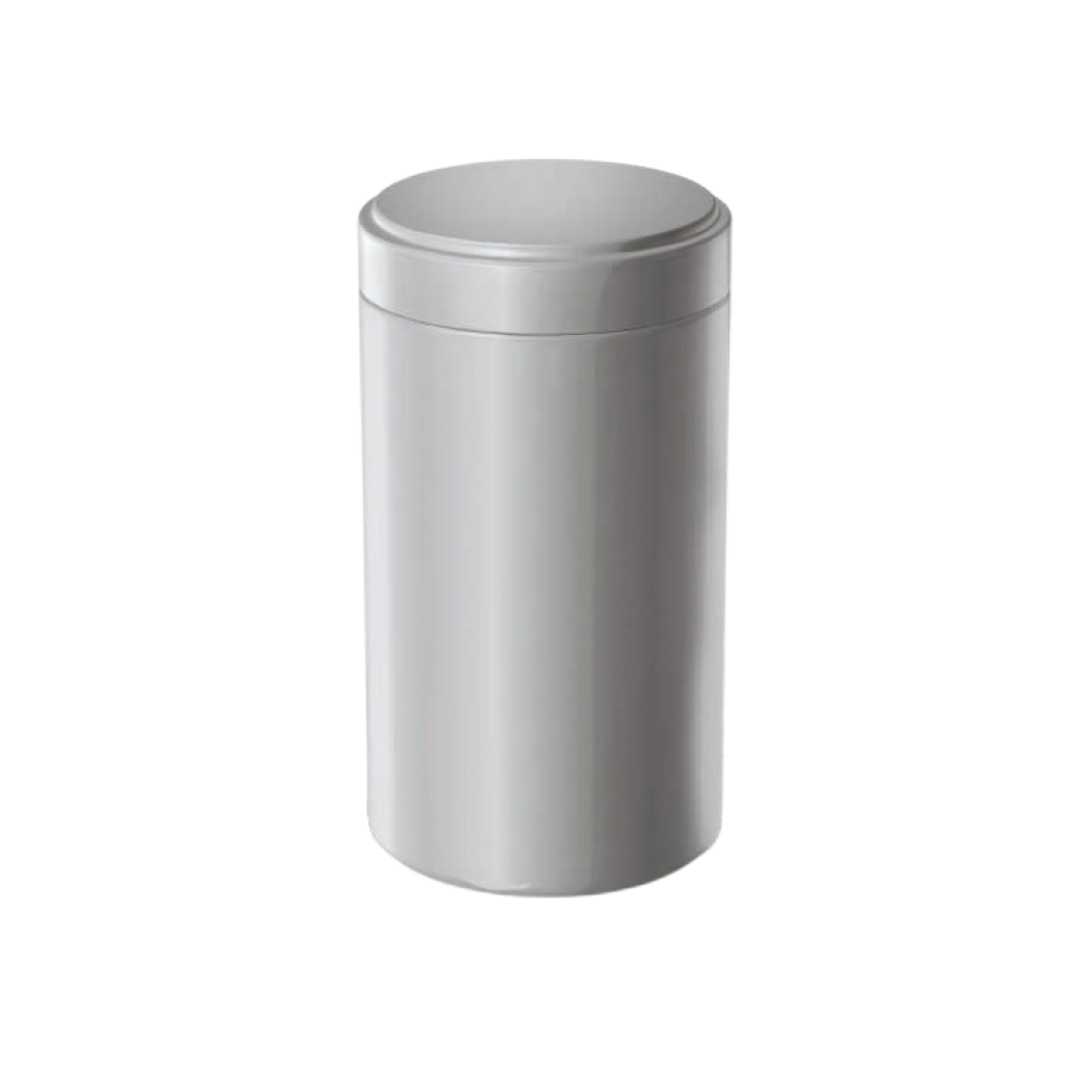 Boîte 120g ronde argentée avec couvercle 76mm x 142mm