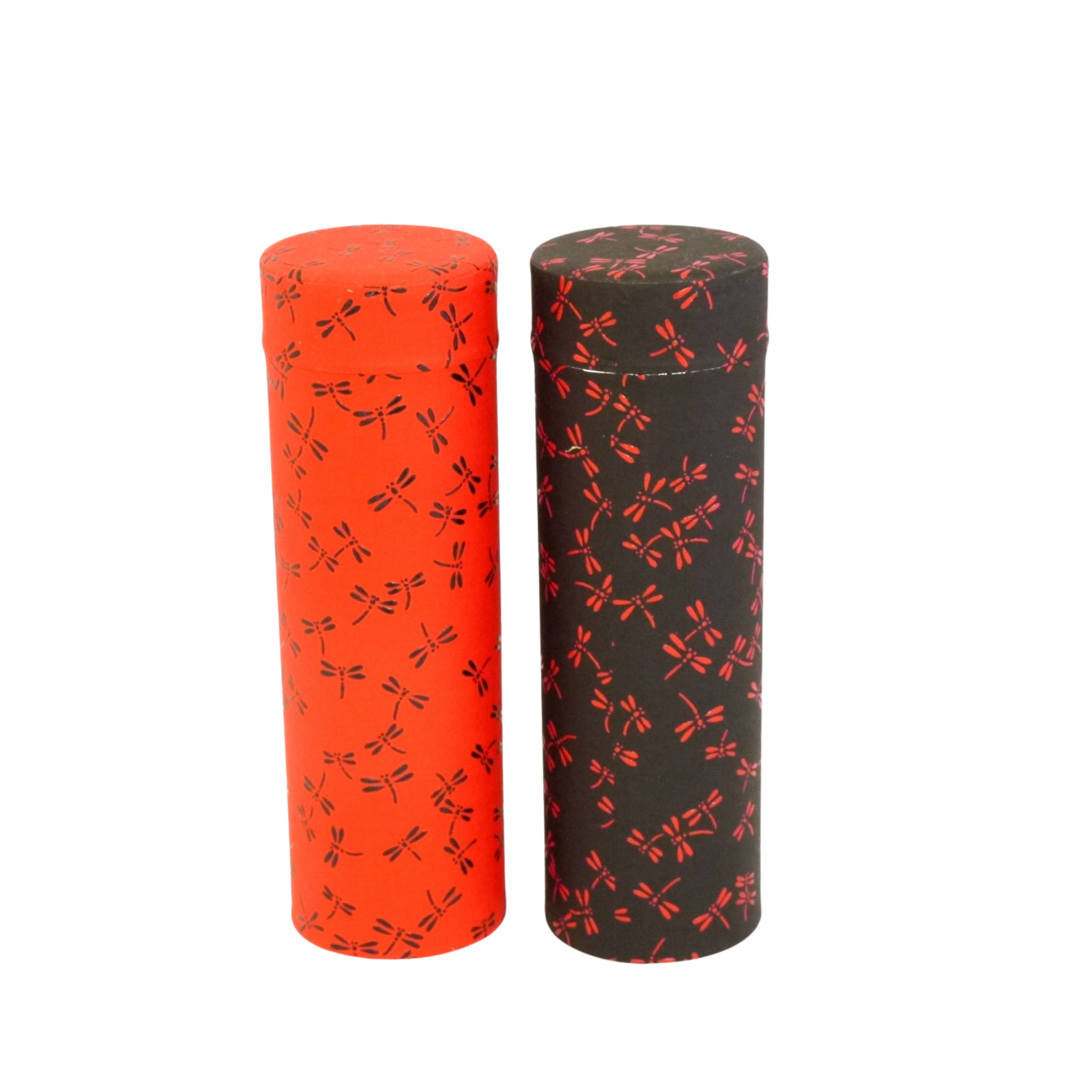 Duo de boîtes rouge et noire avec des papillons