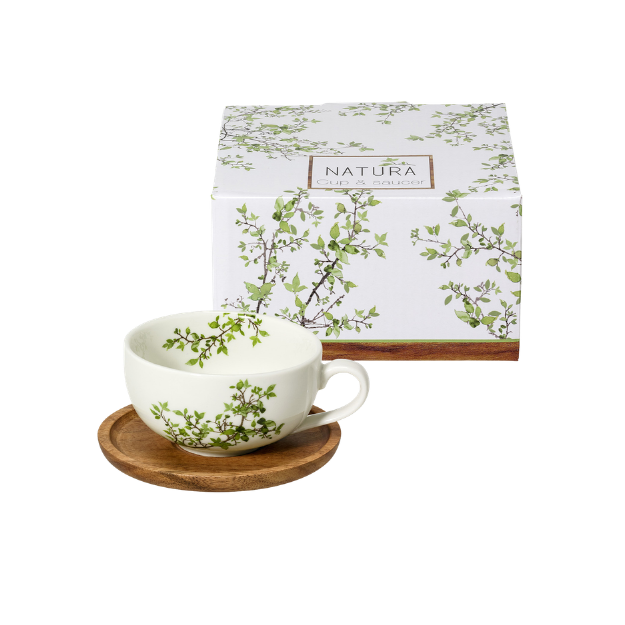 Natura, Tasse en porcelaine et sa coupelle en bois