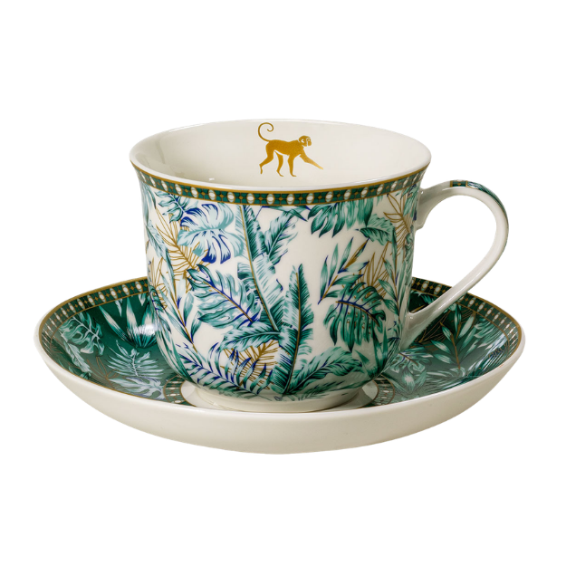 Atmosphère tropicale, Tasse 0,4L et coupelle en porcelaine