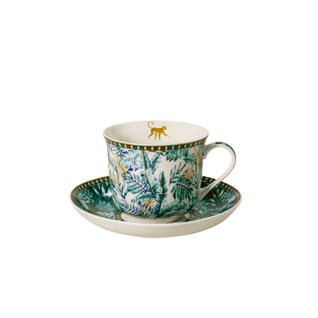 Atmosphère tropicale, Tasse 0,4L et coupelle en porcelaine