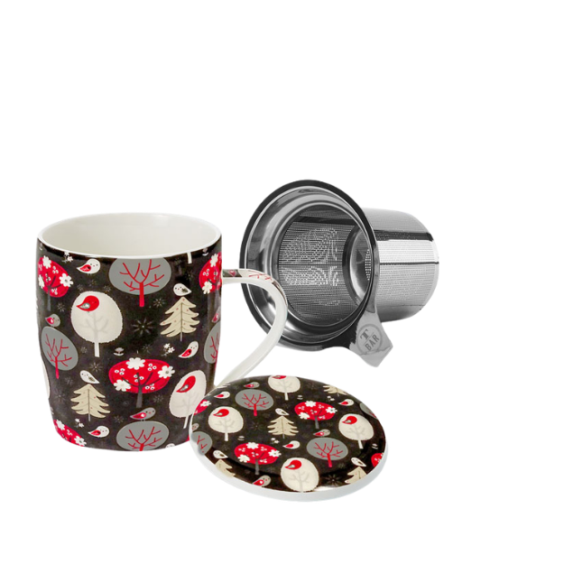Tasse à tisane "Birdy"en porcelaine 32cl, avec filtre inox