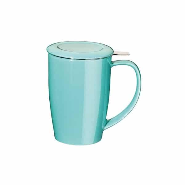 mug bleu turquoise avec infuseur inox