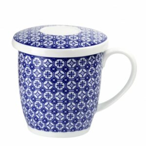 Tisanière en porcelaine bleue avec filtre inox Sol à Sol