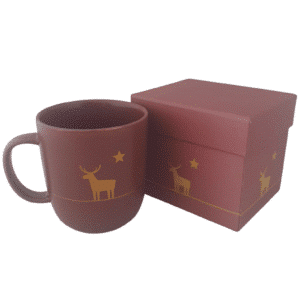 mug couleur prune avec hanse décor cerf doré