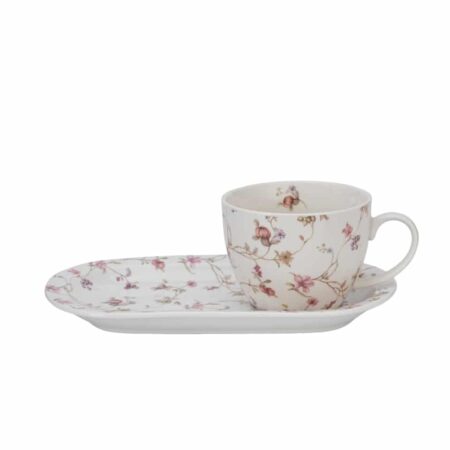 tasse 45cl avec soucoupe fleuri